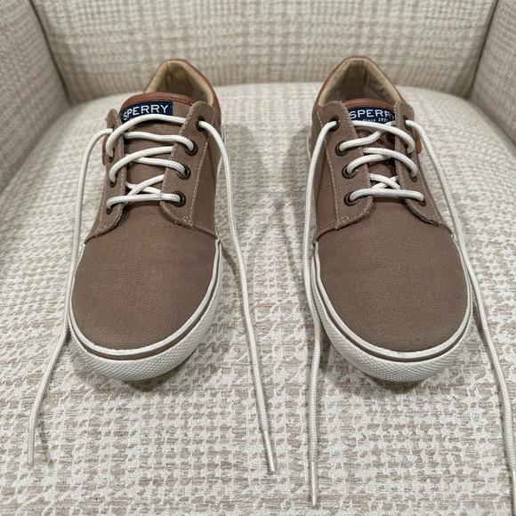 Sperry Boys Brown Canvas Casual Sneakers Size 4.5 - Picture 2 of 9